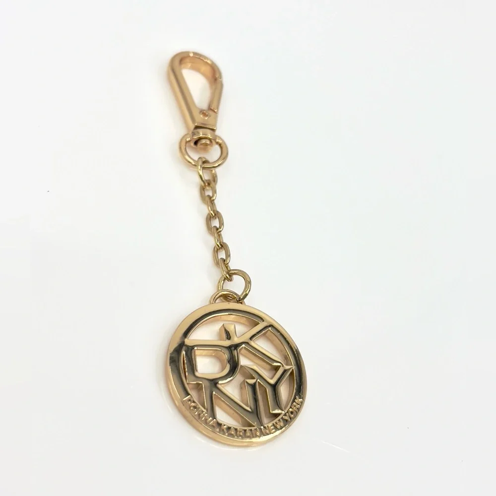 DKNY Donna Karan Gold Plated Logo Keychain Tag